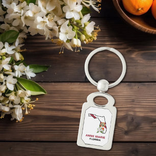 Porte-clés Fleur d'état Floride personnalisée Fleur Orange Bl