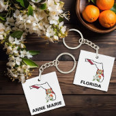 Porte-clés Fleur d'état Floride personnalisée Fleur Orange Bl