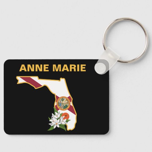 Porte-clés Fleur d'état Floride personnalisée Fleur Orange Bl (Recto)