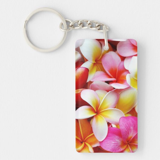 Porte-clés Fleur d'Hawaï de Frangipani de Plumeria customisée (Devant)