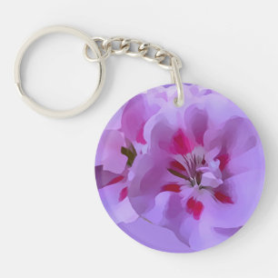 Porte-clés Fleur d'Hibiscus Abstrait Rose Violet