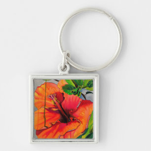 Porte-clés Fleur d'Hibiscus du néon tropical
