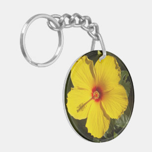Porte-clés Fleur d'Hibiscus jaune
