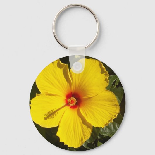 Porte-clés Fleur d'Hibiscus jaune (Recto)