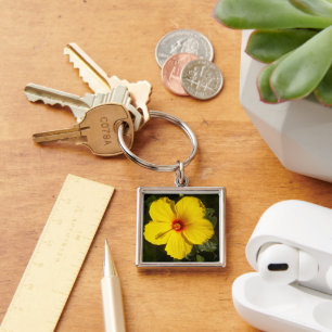 Porte-clés Fleur d'Hibiscus jaune