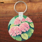 Porte-clés Fleur d'hortensia rose (Recto)