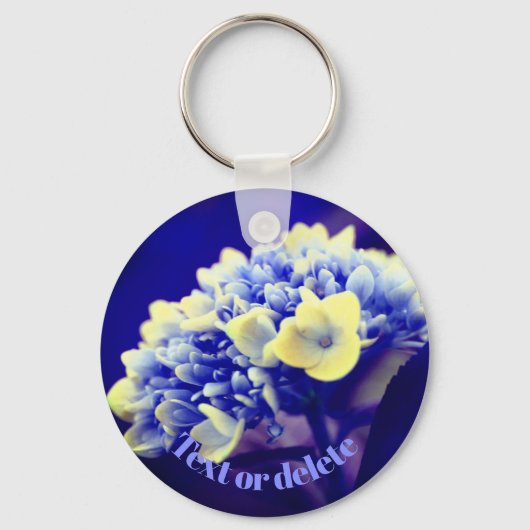 Porte-clés Fleur d'Hydrangée Bleue Vivid Personnalisée (Recto)