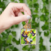 Porte-clés Fleur d'iris floral aquarelle (main)