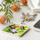 Porte-clés Fleur d'iris floral aquarelle (Côté)