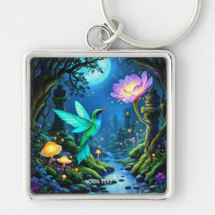 Porte-clés Fleur d'oiseaux vert mignon Imaginaire