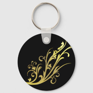 Porte-clés Fleur d'or fausse de luxe abstrait