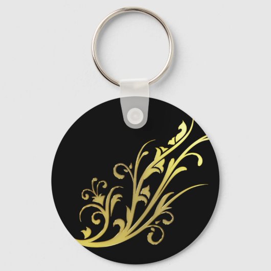 Porte-clés Fleur d'or fausse de luxe abstrait (Recto)