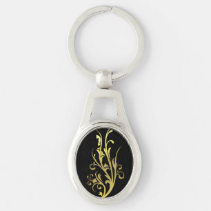 Porte-clés Fleur d'or fausse de luxe abstrait