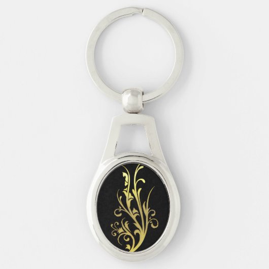 Porte-clés Fleur d'or fausse de luxe abstrait (Devant)