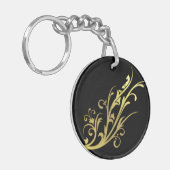 Porte-clés Fleur d'or fausse de luxe abstrait (Devant gauche)