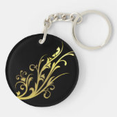 Porte-clés Fleur d'or fausse de luxe abstrait (Dos)