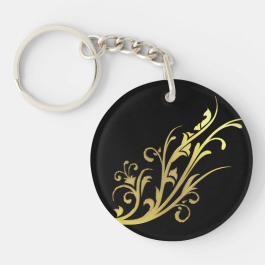 Porte-clés Fleur d'or fausse de luxe abstrait (Devant)