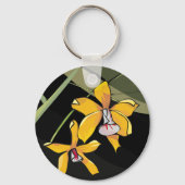 Porte-clés Fleur d'orchidée jaune Botanique Tropicale (Verso)