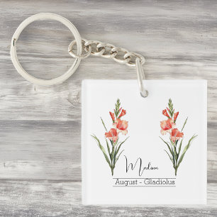 Porte-clés Fleur du mois de naissance août Gladiolus