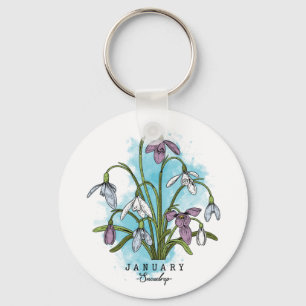 Porte-clés Fleur du mois de naissance Né en janvier Fleur de
