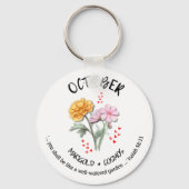 Porte-clés Fleur du mois de naissance OCTOBRE Christian (Recto)