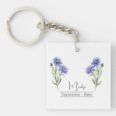 Porte-clés Fleur du mois de naissance Septembre Aster (Devant)