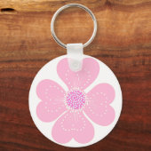 Porte-clés Fleur en forme de cœur rose (Recto)