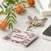 Porte-clés Fleur esthétique violette et blanche (Côté)