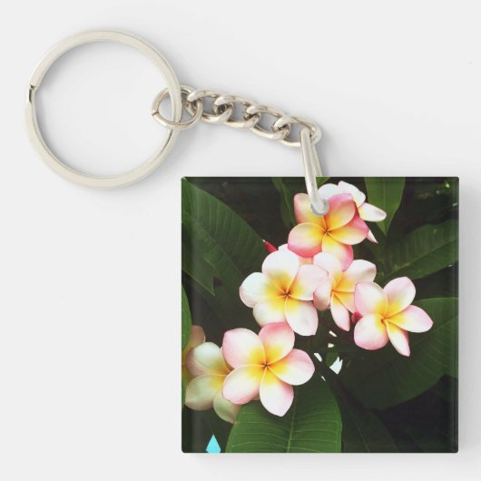 Porte-clés Fleur exotique tropicale de Frangipani (Devant)