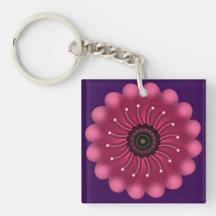 Porte-clés Fleur Fantastique Rose Luminescente Fleur Floral