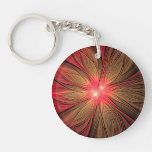 Porte-clés Fleur fractale de fansy rouge