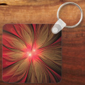 Porte-clés Fleur fractale de fansy rouge (Verso)