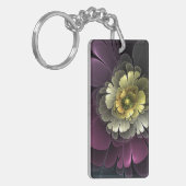 Porte-clés Fleur fractale grise de pourpre moderne abstraite (Devant gauche)