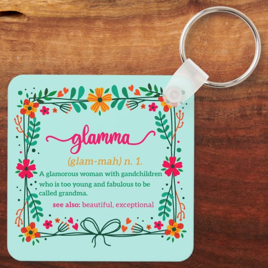 Porte-clés Fleur Frame Grandma Grand-mère Définition (Verso)