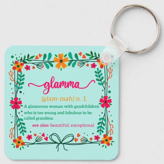 Porte-clés Fleur Frame Grandma Grand-mère Définition (Dos)