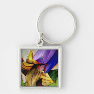 Porte-clés Fleur Fritillaire violet couleur d'origine art