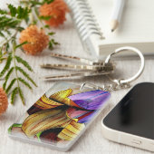 Porte-clés Fleur Fritillart violet aquarelle originale (Devant droit)