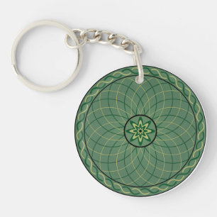 Porte-clés Fleur géométrique verte