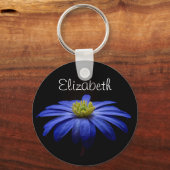 Porte-clés Fleur Gerbera personnalisée Bleue Bleue (Recto)