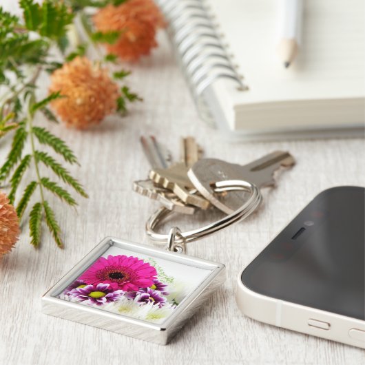 Porte-clés Fleur Gerbera rose (Côté)