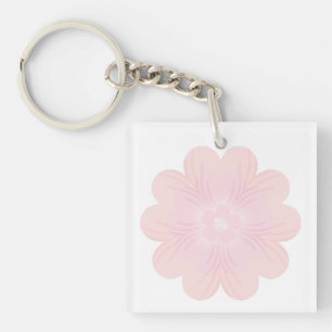 Porte-clés Fleur Graphique Rose Pâle Pastel