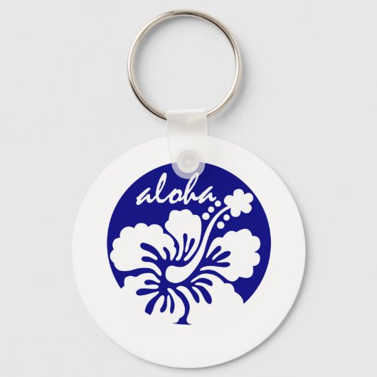 Porte-clés fleur Hawaii bleue (Recto)