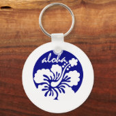 Porte-clés fleur Hawaii bleue (Recto)