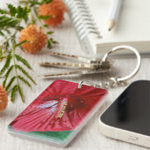 Porte-clés Fleur Hibiscus Rouge Avec Raindrops Photo (Devant droit)