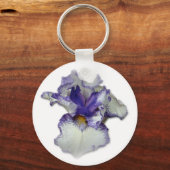 Porte-clés Fleur Iris à fond bleu et blanc (Recto)