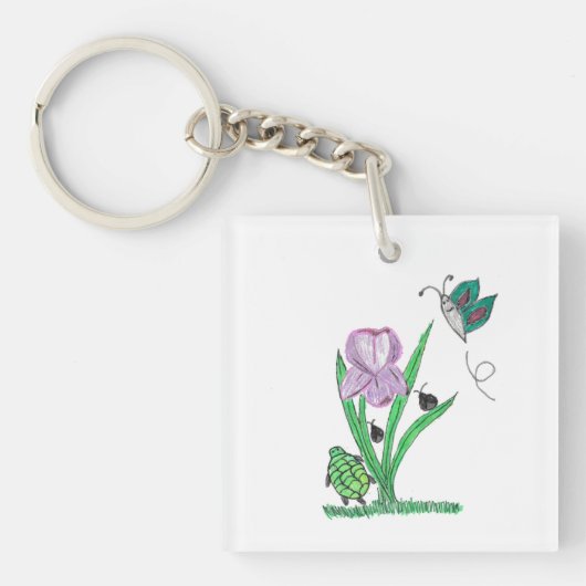 Porte-clés Fleur Iris Violet (Devant)