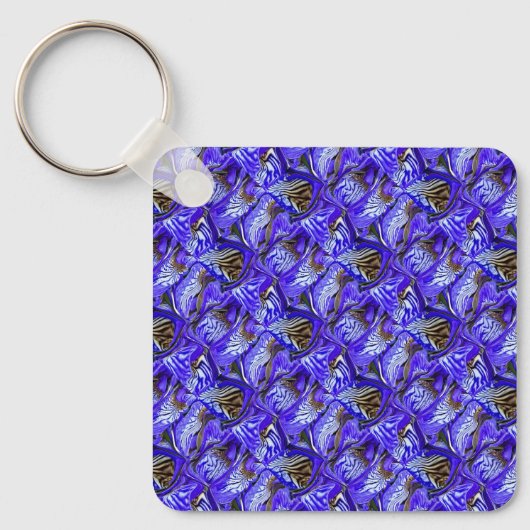 Porte-clés Fleur Iris Violet / Esthétique / Carrelé / (Recto)