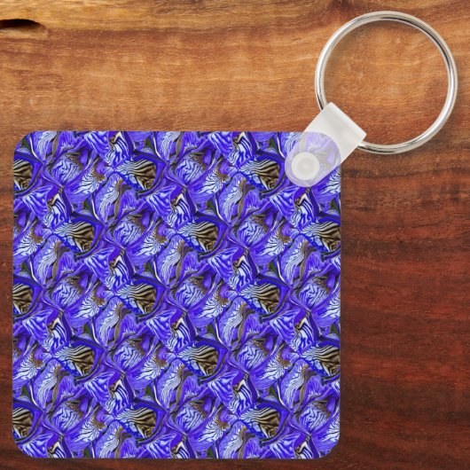 Porte-clés Fleur Iris Violet / Esthétique / Carrelé / (Verso)