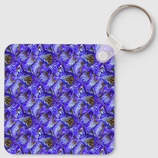 Porte-clés Fleur Iris Violet / Esthétique / Carrelé / (Dos)
