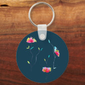 Porte-clés Fleur japonaise rose abstraite moderne simple (Recto)